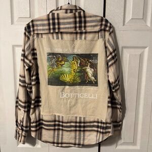 Botticelli The Birth of Venus Back Piece Upcycled Graphic T-Shirt & Flannel